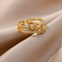 Gold Plated Geometric Adjustable Ring – Modern Luxury Statement Fashion Jewelry - Image 3