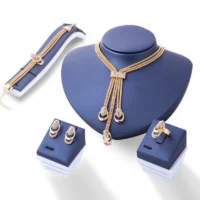 Dubai Style Imitation Gold Necklace Set – Elegant Party & Wedding Jewelry - Image 2