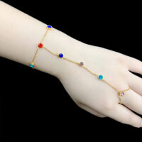 Bohemian Crystal Gold Hand Harness (Hathphool)