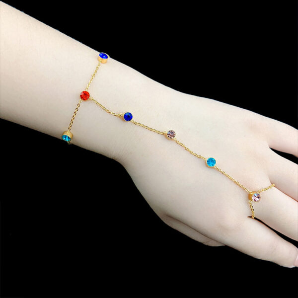 Bohemian Crystal Gold Hand Harness (Hathphool)