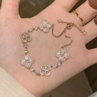 Rose Gold Clover Sparkle Adjustable Bracelet