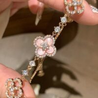 Rose Gold Clover Sparkle Adjustable Bracelet - Image 3