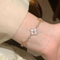 Rose Gold Clover Sparkle Adjustable Bracelet - Image 4