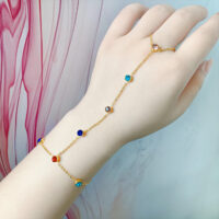 Bohemian Crystal Gold Hand Harness (Hathphool) - Image 2