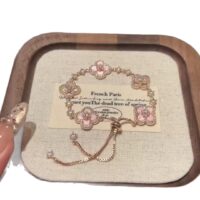 Rose Gold Clover Sparkle Adjustable Bracelet - Image 2