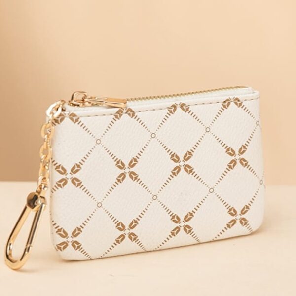Luxury Floral Lattice Mini Coin Purse with Gold Keychain