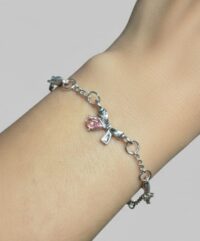 Elegant Pink Crystal Flower Bracelet - Image 3