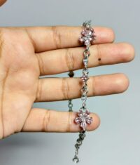 Elegant Pink Crystal Flower Bracelet - Image 2