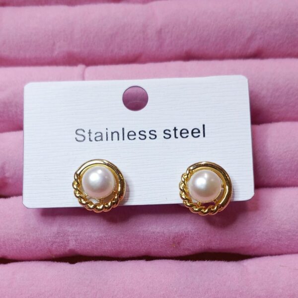 Pearl Stud Earrings | Gold Plated Stainless Steel
