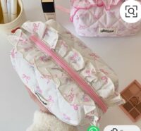 Cute Pink Floral Quilted Makeup Pouch – Soft Cosmetic Bag for Girls & Women - Image 4