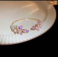 Elegant Gold Bracelet with Purple Crystal | Premium Floral Design | Luxury Jewellery - Image 2