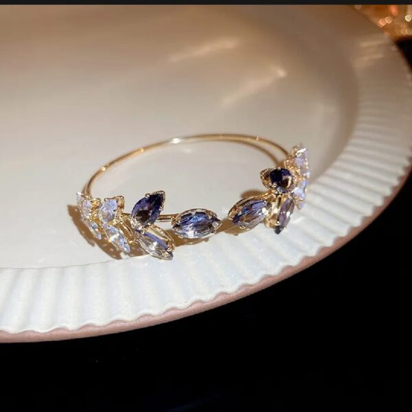 Elegant Gold Bracelet with Purple Crystal | Premium Floral Design | Luxury Jewellery