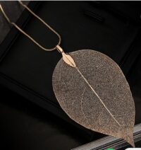 Elegant Leaf Skeleton Pendant Necklace | Gold, Rose Gold & Silver Finish | Nature Inspired Jewellery - Image 4