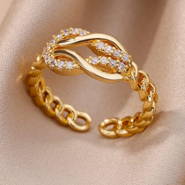 Gold Plated Infinity Adjustable Ring – Crystal Zircon Elegant Fashion Jewelry