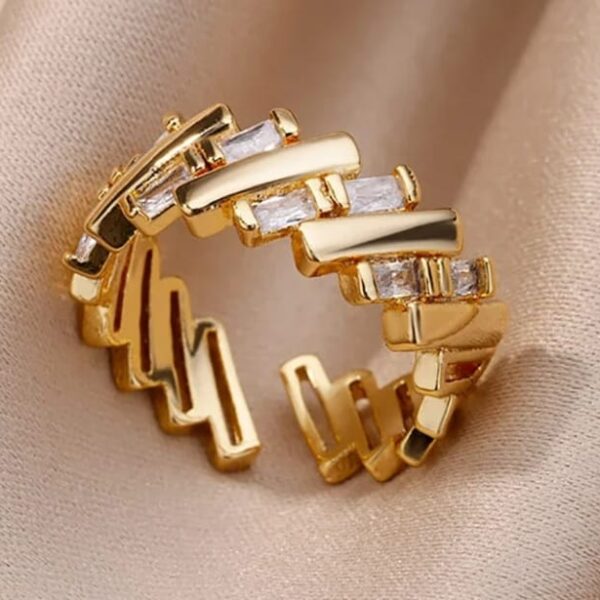 Gold Plated Geometric Adjustable Ring – Modern Luxury Statement Fashion Jewelry
