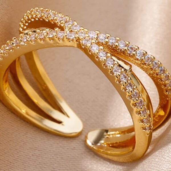 Gold Plated Geometric Adjustable Ring – Modern Luxury Statement Fashion Jewelry