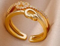 Gold Plated Geometric Adjustable Ring – Modern Luxury Statement Fashion Jewelry