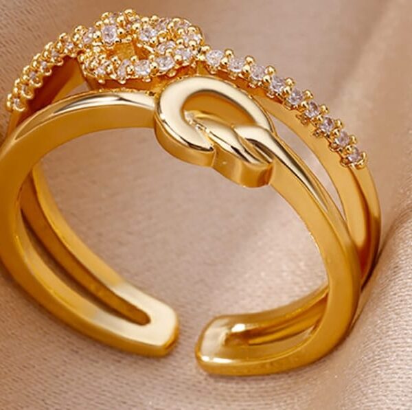 Gold Plated Geometric Adjustable Ring – Modern Luxury Statement Fashion Jewelry