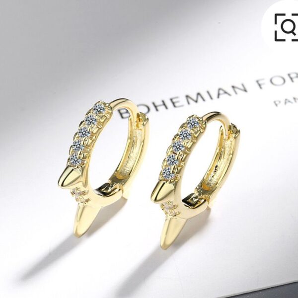 Star Design Hoop Earrings | Gold Color Crystal Studded Jewelry