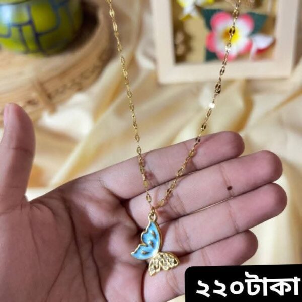 Butterfly Pendant Necklace | Gold Plated Enamel Jewelry
