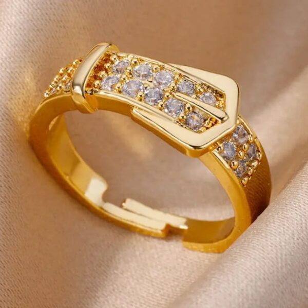 Gold Plated Geometric Adjustable Ring – Modern Luxury Statement Fashion Jewelry