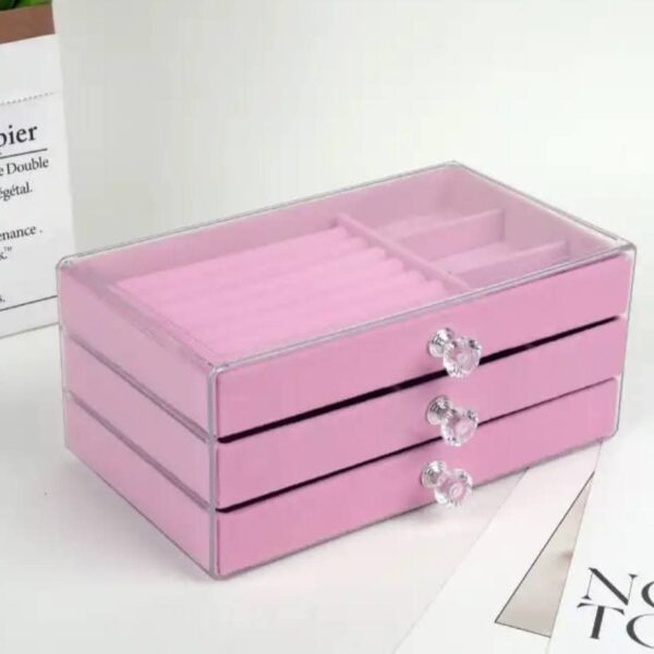 3 Layer pink Jewelry Organizer Box