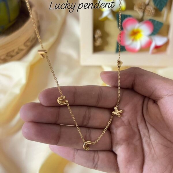 Lucky Initial Charm Pendant Necklace