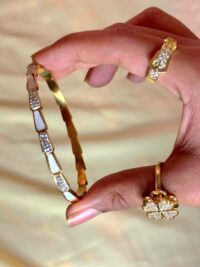 Luxury Gold Plated Diamond Design Couple Bracelet