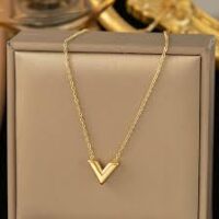 Minimal V Shape Gold Pendant Necklace | Premium Elegant Design | Modern Jewellery - Image 3