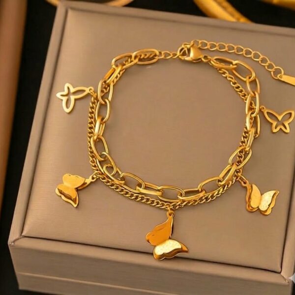 Elegant Golden Butterfly Charm Bracelet for Women
