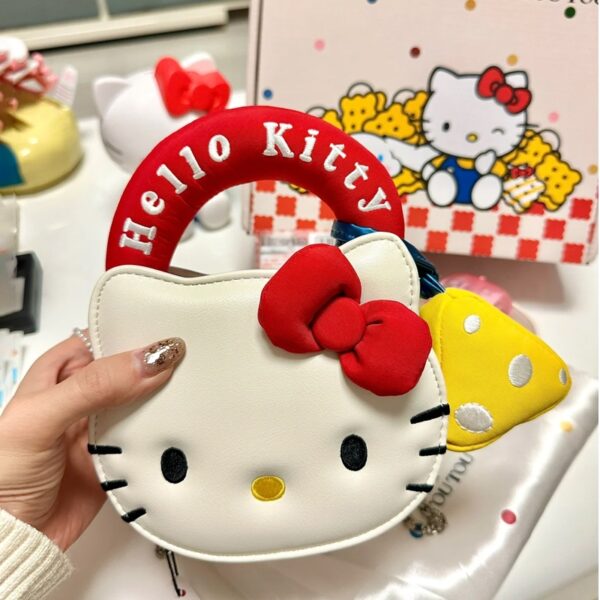 Red Handle White Kitty Mini Bag