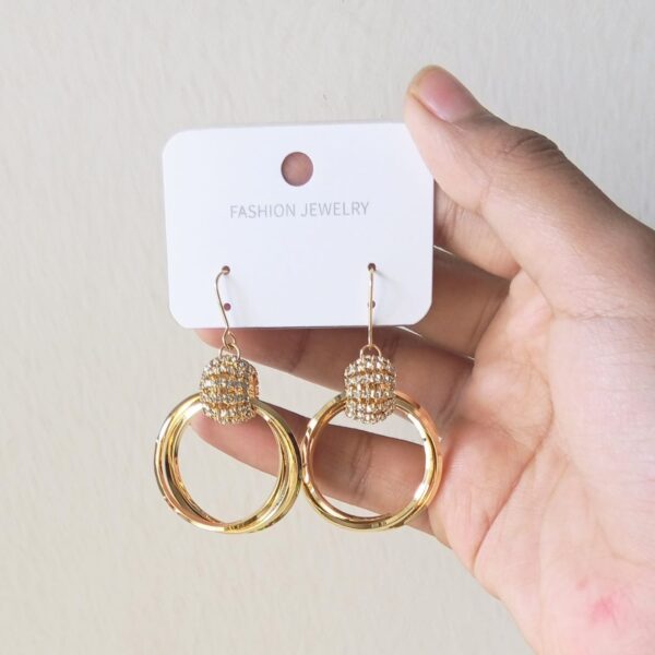 Golden Crystal Hoop Drop Earrings