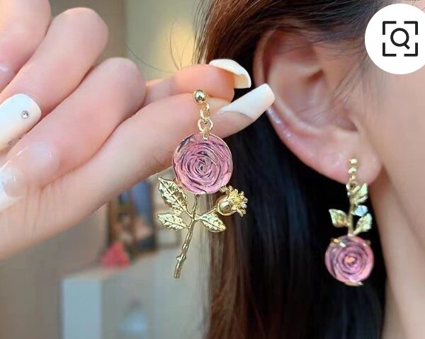 Golden Rose Drop Earrings
